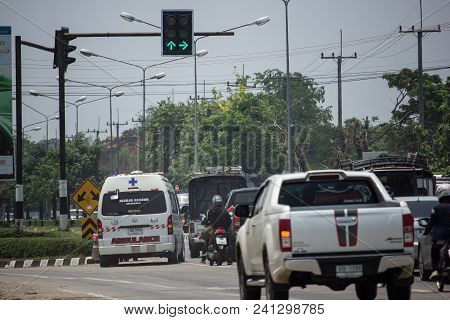 Car And Traffic On Highway Road Near Juction.