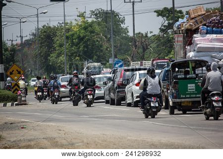 Car And Traffic On Highway Road Near Juction.