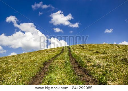 The Peak Of Carpathian Parashka Mountain, National Park Skolevski Beskidy, Lviv Region Of Western Uk