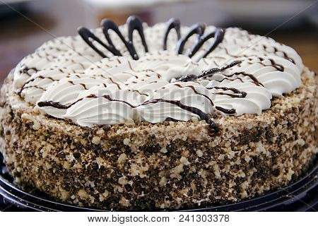 Pictured In The Photo Delicious Chocolate Cake In The Shape Of Heart