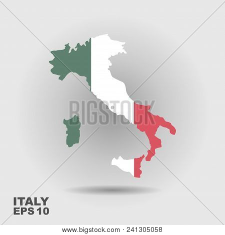 Italy Map With Flag Inside. Vector Liiustration