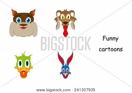 Assembly Of Flat Icons On Theme Funny Animals