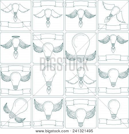 Creative Light Bulb. Collection Of Design Elements. Stock Flat Vector Illustration.