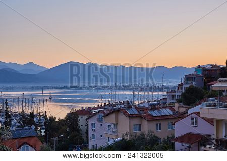 Beautiful Bay And Port Of Fethiye During Sunset, Turkey