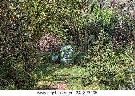 Himeville, South Africa - March 23, 2018: Sign At The Start Of The Stromness Nature Trail At The San