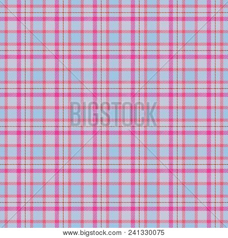 Pastel Pink And Blue Seamless Checked Gingham Tartan Pattern