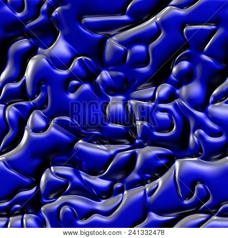 Bright Blue Abstract Wavy Curvy 3d Monster Skin Or Bumby Plastic Surface Texture Design