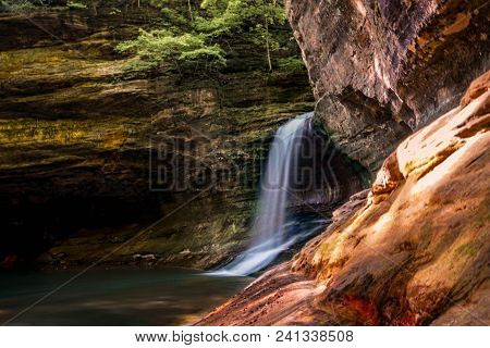 Waterfall At Matthiessen State Park In Illinois.