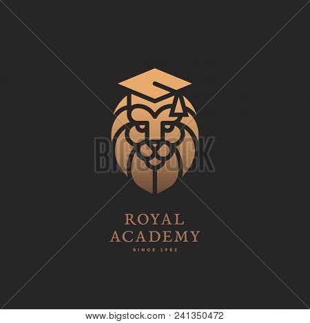 Golden Lion Logo Template Design For Schools, Colleges, Universities, Academies And Other Education 