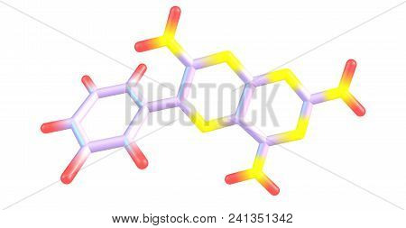 Triamterene Molecular Structure Isolated On White