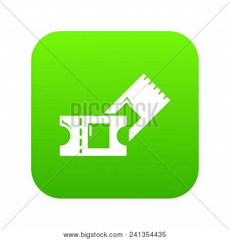 Ice Hockey Ticket Icon Green Vector Isolated On White Background
