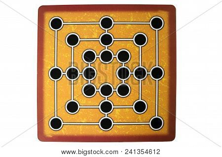 Nine Mens Morris Strategy Board Game White Background