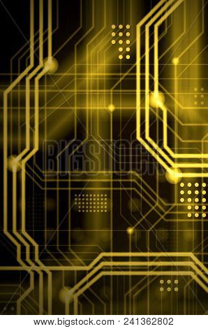 An Abstract Technological Background Consisting Of A Multitude Of Luminous Guiding Lines And Dots Fo