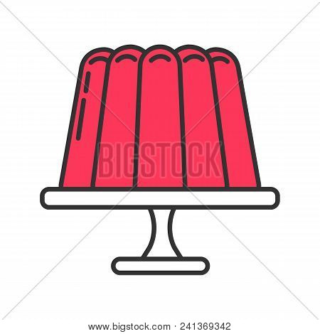 Jelly Pudding Color Icon. Gelatin Dessert. Isolated Vector Illustration