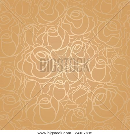 Seamless Roses Pattern, Gold