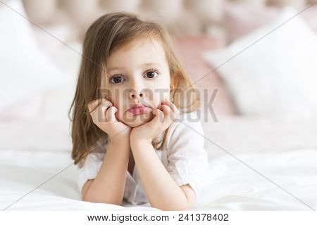 Portrait Of The Little Cute Girl A On White Background