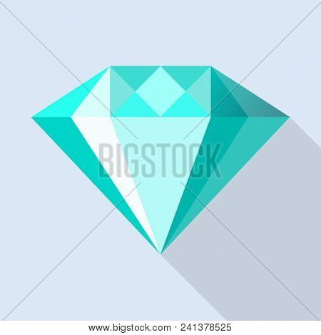 Aquamarine Stone Icon. Flat Illustration Of Aquamarine Stone Vector Icon For Web Design