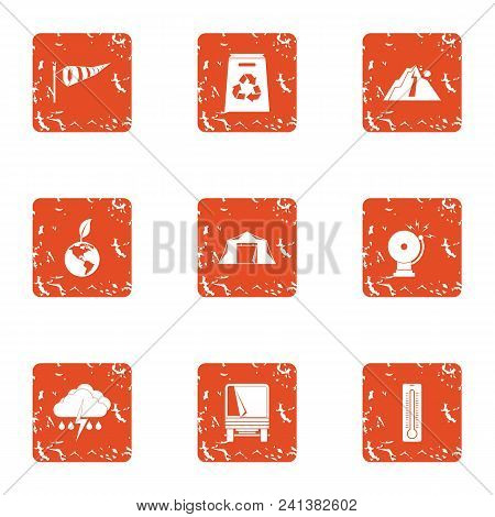 Exchange Of Ecology Icons Set. Grunge Set Of 9 Exchange Of Ecology Vector Icons For Web Isolated On 