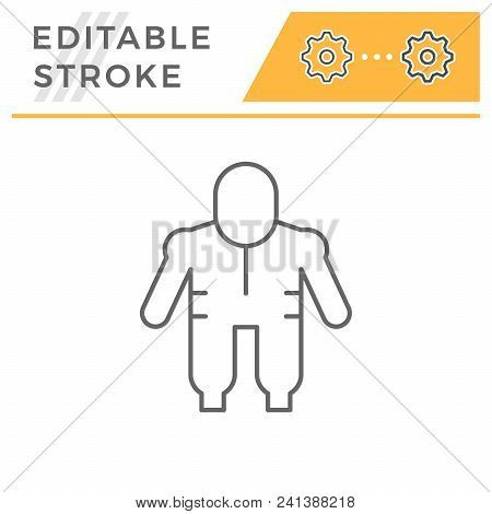Protective Safety Overalls Line Icon Isolated On Grey. Editable Stroke. Vector Illustration