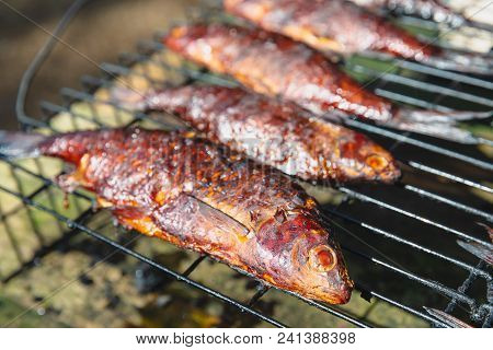 Smoked Fish In The Smoking Room Cooked At The Stake
