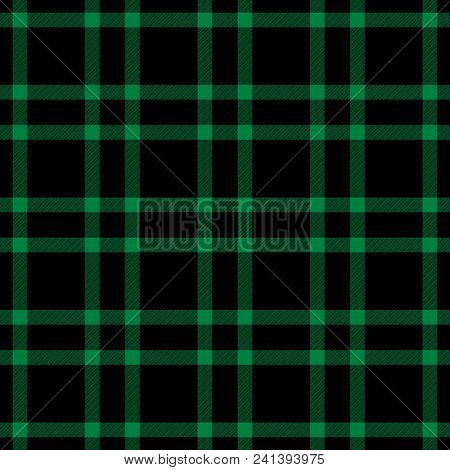 Seamless Tartan Black And Green Striped Checkered Checked Pattern
