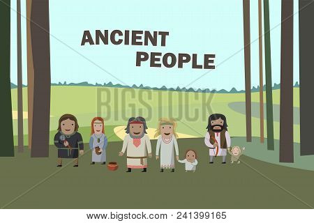 Ancient People In National Dress. Belarus, Lithuania, Poland, Russia, Ukraine, Latvia. Family Dresse