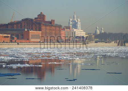Saint Petersburg, Russia - April 12, 2018: Spring Morning At Sinopskaya Embankment