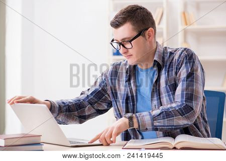 Young student studying over internet in telelearning concept