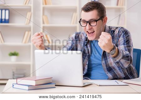 Young student studying over internet in telelearning concept