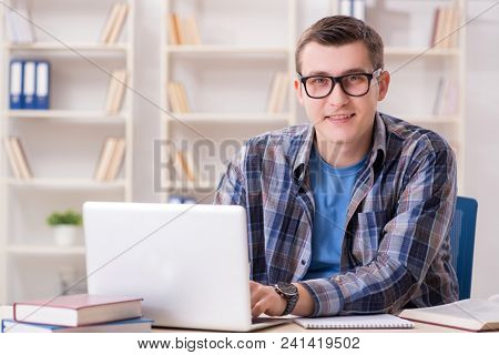 Young student studying over internet in telelearning concept