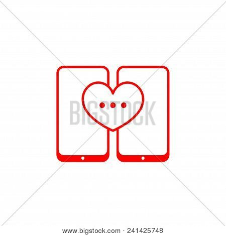 Dating Site, Love Chat, Dating, Two Smartphones With Hearts. Vector Illustration