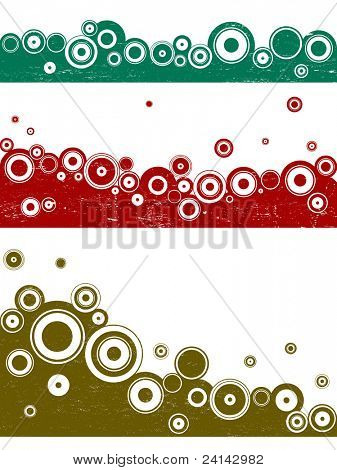 3 Cerchio vector elementi del paesaggio con effetti grunge. Ciascuna in un livello separato, elementi sono gruppo