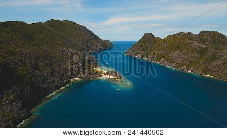 Tropical Islands, Aerial View. Aerial View: Sea And The Tropical Islands. Tropical Bay In El Nido. A