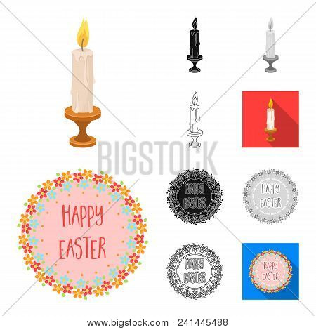 Easter Is A Christian Holiday Cartoon, Black, Flat, Monochrome, Outline Icons In Set Collection For 