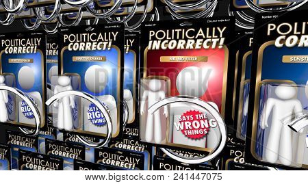 Politically Incorrect Person Action Figure Words 3d Render Illustration