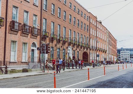 Dublin, Ireland - May 20th, 2018: Dublin City Centre Featuring Georgian Building In Harcourt Street