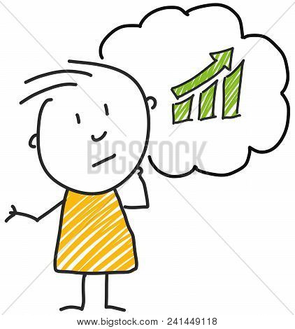 Stick Man Standing And Thinking Bubble Expression Illustration
