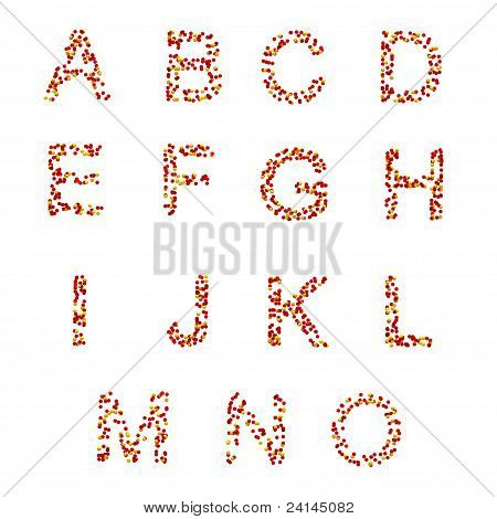 Lettere A-o fatta di caramelle o pillole