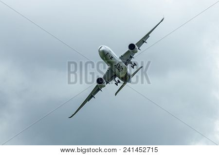 Berlin, Germany - April 26, 2018: Demonstration Flight Of The Wide-body Jet Airliner Airbus A350 Xwb