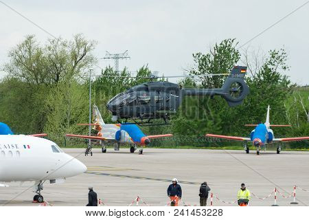 Berlin, Germany - April 26, 2018: Take Off Of The Utility Helicopter Airbus Helicopters H145m. Germa