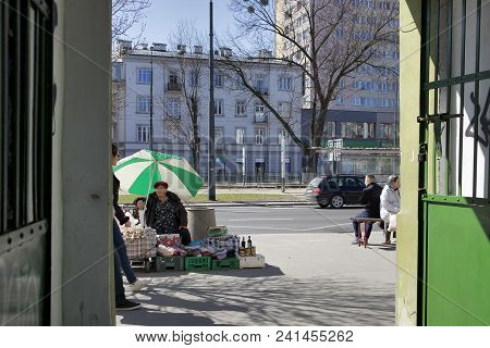 Warsaw, Poland - May 01, 2018 Bazar Rozychkiego Is The Oldest Market In The City And Dates Back To 1