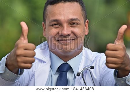 Successful Male Doctor Wearing Lab Coat