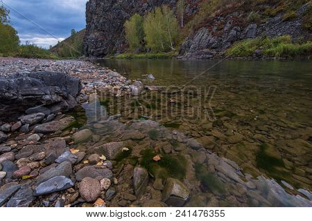Beauty view on Kolyvan lake - a lake at the foot of the northern slope of the Kolyvan Ridge in the Altai Territory of Russia