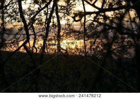 Sunset Over The Forest Odenwald Taken In The Evening