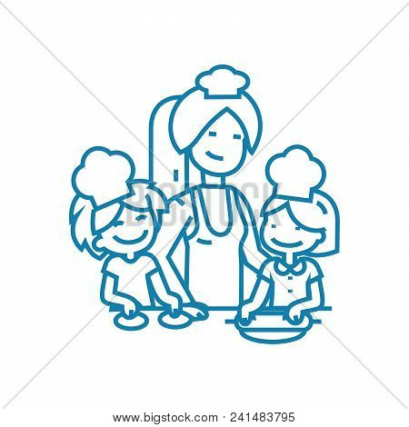 Lessons With Children Line Icon, Vector Illustration. Lessons With Children Linear Concept Sign.