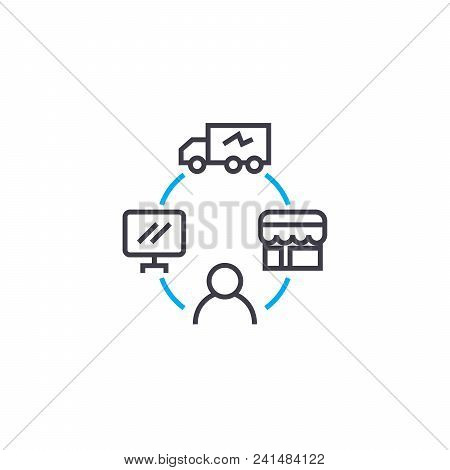 Management Of Logistics Line Icon, Vector Illustration. Management Of Logistics Linear Concept Sign.