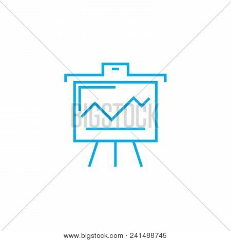 Presenting Interim Results Line Icon, Vector Illustration. Presenting Interim Results Linear Concept
