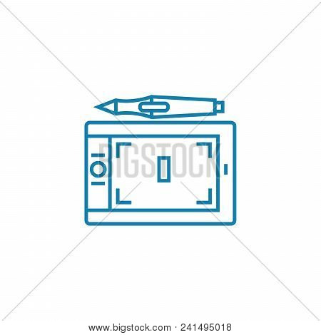 Tablet Line Icon, Vector Illustration. Tablet Linear Concept Sign.