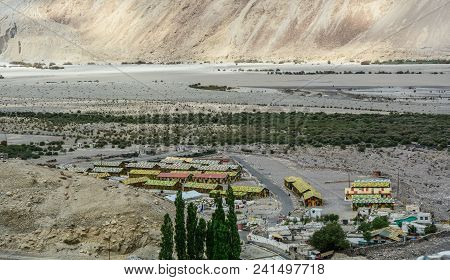 Srinagar, India - Jul 18, 2015. Military Base On Mountain In Summer Day.