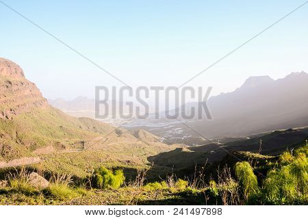 Spanish View Landscape In Gran Canaria Tropical Volcanic Canary Islands Spain